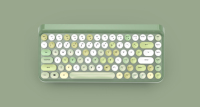 Keyboard mesin tik Keyboard nirkabel 2.4GHz dengan 86 Keyboard Retro komputer kantor kunci bulat warna-warni