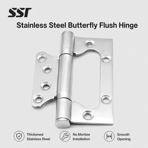 Thickened Stainless Steel No Mortise Flush Hinge Butterfly Door Hinge for Wooden Door Cabinet Wardrobe <b>Window</b> Furniture - Product Image 1