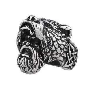 도매 바이킹 보석 남자 패션 늑대 곰 스테인레스 스틸 룬 반지 해적 앵커 룬 바이킹 반지