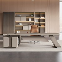 Bureau de direction en forme de L avec 3 tiroirs de rangement, bureau moderne en bois pour PDG