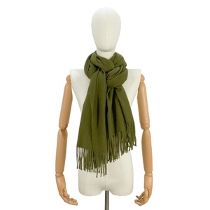 Bufanda de punto Pashmina larga de otoño para mujer, elegante Cachemira de imitación suave con borlas lisas personalizadas, chal cálido al por mayor para damas - Product Image 2