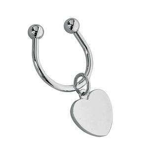 Portachiavi a forma di cuore in argento con ciondolo a placca per chiavi e borse - Product Image 1