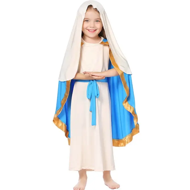 Halloween role-playing European and American costume shepherd sleeveless robe shawl ancient parent-child beige blue suit