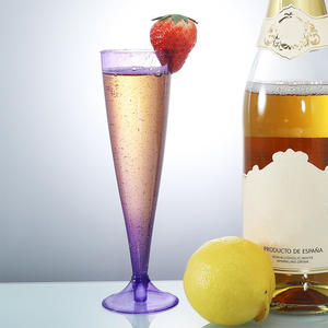 Flûtes à <span class=keywords><strong>champagne</strong></span> jetables en <span class=keywords><strong>plastique</strong></span> bon marché en gros avec bordure dorée personnalisée pour les coupes de fête de mariage Mimosa, gobelets à vin jetables - Product Image 2