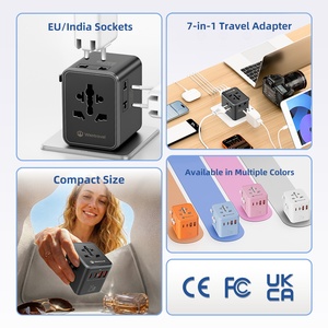 Wontravel 3AC EU/India Socket Travel Adaptor 25W Universal <b>Plug</b> 7 in 1 Travel <b>Adapter</b> - Product Image 2