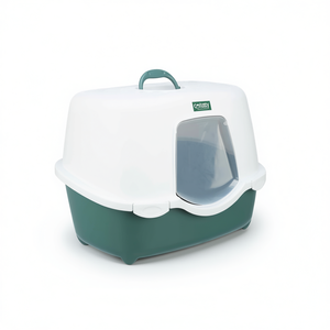 Bandeja para gatos Davio verde y blanca de 56x39x39 cm, cerrada con puerta para gatos de interior. - Product Image 2