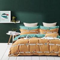 Housse de couette en coton brodé de marque de luxe, draps de lit, draps en lin, ensemble de literie 4 pièces