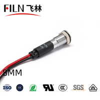 FILN 8mm Panel Dash 12v 24v 220v de indicador de luz con alambre
