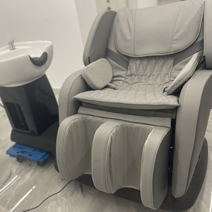 Intelligent Electric Massage Chair Gray Orange 31-60 Airbags SL Type Guide Rail <b>Adjustable</b> <b>Footrest</b> Shampoo Chair - Product Image 1