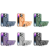 Coque magnétique effet mat pour iPhone 17, coque rigide en PC avec béquille intégrée et protection d'objectif de caméra de la même couleur