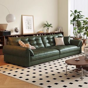 Canapé <span class=keywords><strong>en</strong></span> <span class=keywords><strong>cuir</strong></span> véritable ciré, style minimaliste italien, luxe américain, moderne, rétro, <span class=keywords><strong>pour</strong></span> salon - Product Image 1
