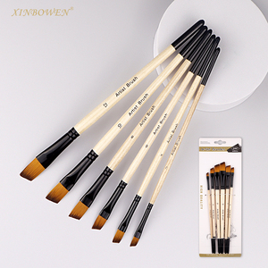 Xin Bowen - Juego de 6 Pinceles Profesionales de Nailon para Acuarela, Óleo y Acrílico, con Mangos de Madera para <span class=keywords><strong>Dibujo</strong></span> Artístico - Product Image 4