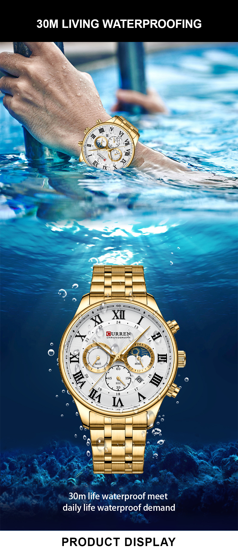 CURREN 8427 Watch for Men Hot Selling 3ATM Waterproof Men's Watches Fashion Luminous Hands with Calendar Men's Sports Watches