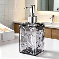 Flacon pompe carré de luxe en verre, rechargeable, pour shampoing et gel douche, idéal pour hôtels et maisons d'hôtes (vente en gros)