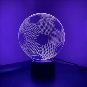 サッカーサッカースポーツパターン3D LEDナイトライトタッチ点滅イルミネーションアクリルランプ