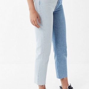 Jeans de Mezclilla de Cintura Alta, Corte Recto y Ajustado, Bicolor, para Mujer, Pantalones Casuales de Mezclilla para Damas, Venta al Por Mayor - Product Image 5