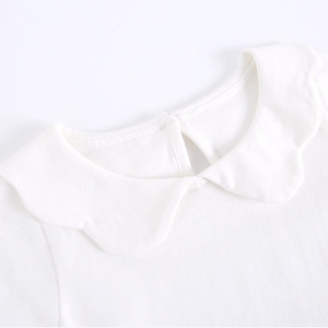 Personalizado al por mayor blanco infantil ropa en blanco volante liso <span class=keywords><strong>manga</strong></span> <span class=keywords><strong>larga</strong></span> 100% algodón Niña bebé <span class=keywords><strong>camiseta</strong></span> para niña bebé - Product Image 4