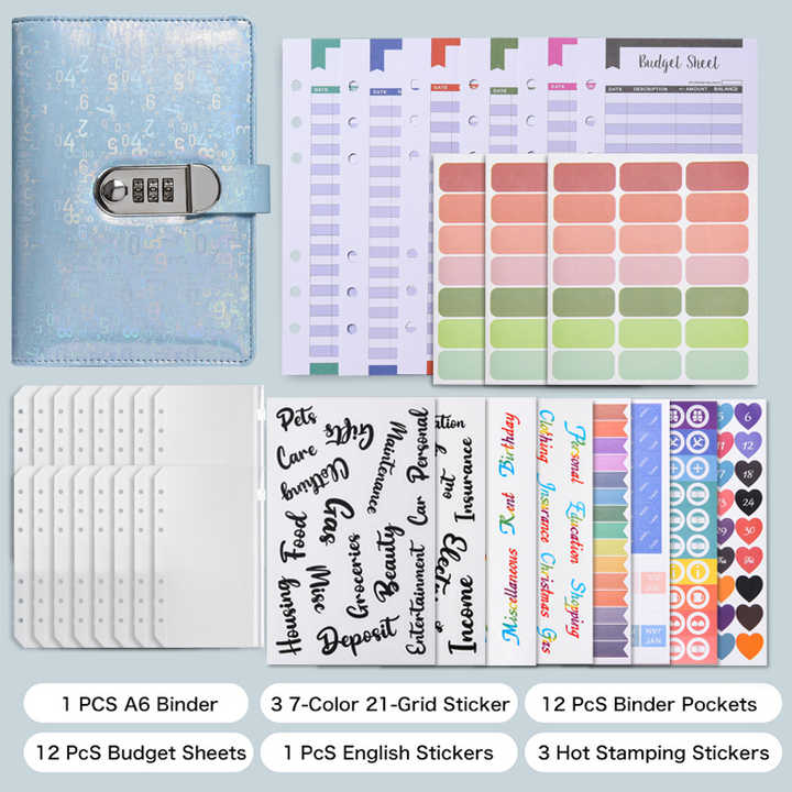 Budget Planner Tedesco Meekye A6 - Organizer Soldi Con 12 Buste, Fogli Di Budget, Pelle PU - Nero - Foto 3