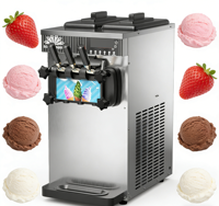 Machine à crème glacée molle en acier inoxydable commercial avec lait, multifonction et fonction de nettoyage intégrée