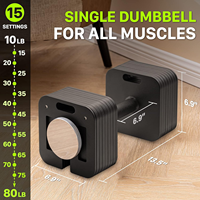 Haltères ajustables 10-50/80lbs Incréments de 5 livres Jeu de poids carrés à verrouillage rapide pour le fitness à domicile