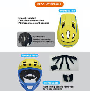 卸売OEM/ODMキッズフルフェイスバイクヘルメットカスタマイズロゴCEサイクリング子供ヘルメットフルフェイス取り外し可能チンガード - Product Image 4