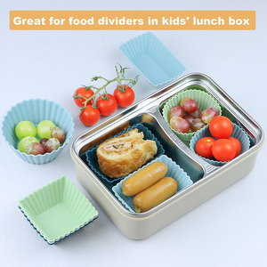 OEM Round Square and Rectangular <b>Silicone</b> Muffin Cups Reusable Cupcake Liners Molds for <b>Baking</b> 3 Shapes Lunch Box Bento Dividers - Product Image 4