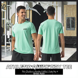 Camiseta Deportiva de Cuello Redondo, Transpirable, de Secado Rápido, Anti-Pilling, de Spandex/Poliéster, con Logotipo Personalizado para Gimnasio, Boxeo y Deportes Masculinos - Product Image 2