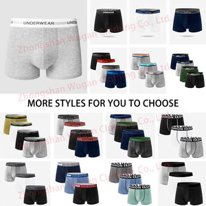 Boxer en coton tissé avec logo personnalisé Impression 95 coton 5spandex pour hommes Sous-vêtements Slips Boxer personnalisés à la mode - Product Image 6