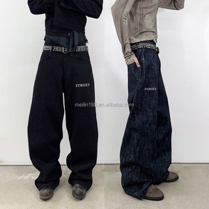 Custom Design Stretch Straight Oversized <b>Boot</b> Cut Wide Leg Vintage Salvage Japanese Raw Selvedge Denim Baggy Jeans Manufacturer - Product Image 1