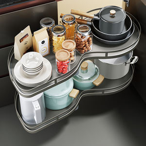 HNOSS Panier d'angle magique rotatif à 270 ° pour <span class=keywords><strong>le</strong></span> rangement de la cuisine, peu encombrant, balançoire en métal Trey Pull Out Basket - Product Image 3