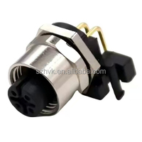 M12 90-degree Bend Needle PCB Board Welding Socket Connector Aviation Plug Matching Male-female Sockets 5-pin Multi-core