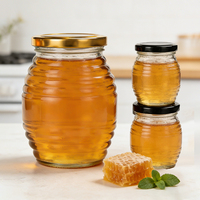 Klare Glas-Honiggläser mit Wabenmuster-Design und Luftdichtem Schraubverschluss