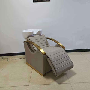 Fauteuil de lavage moderne en similicuir avec bac en céramique, structure métallique, mobilier de salon, repose-pieds réglable, massage, facile à nettoyer - Product Image 1