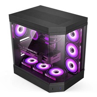 Gabinete Curvo para PC K21 M-ATX/ATX de Vidrio Templado con Vista Completa, Gabinete para Gaming con Ventilador ARGB y Refrigeración Líquida