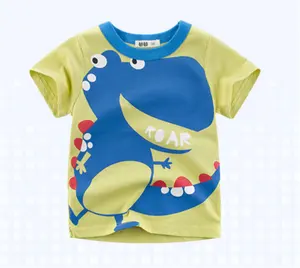 T-shirt manches courtes pour enfants, vêtements d'été pour garçons, design très estival, avec impression de dessins animés