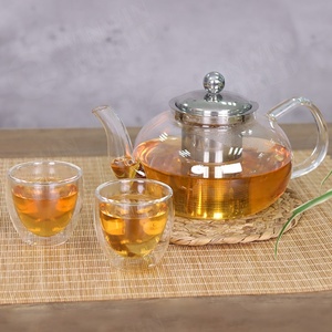 Strong Borosilicate Clear 400ml/600ml/800ml <strong>Teapot</strong> Tea <strong>Set</strong> Warmer Infuser Double Wall Cups Glass <strong>Teapot</strong> <strong>Sets</strong> - Product Image 2
