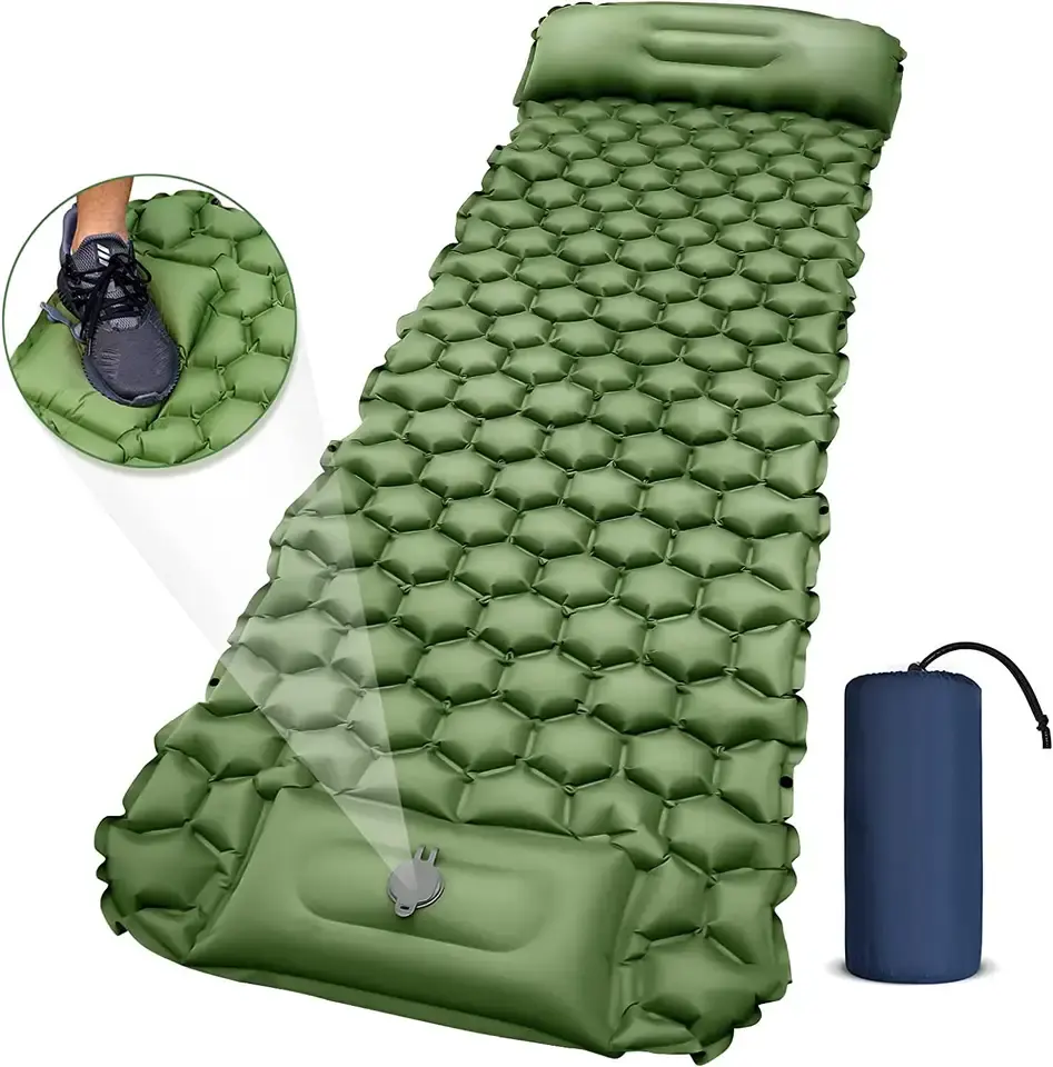अल्ट्रालाइट TPU हवाई गद्दे शामिल नींद की चटाई के साथ बाहर डेरा डाले हुए चटाई तकिया Inflatable डेरा डाले हुए चटाई