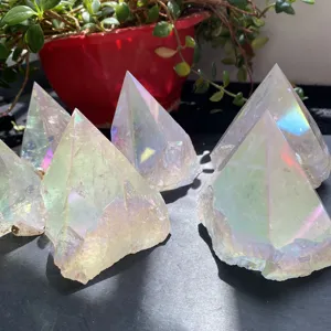Wholesale Natural High Quality Handmade Polished Aura Clear Quartz Raw Rough Point Tower Crystals Healing Stone For Decor