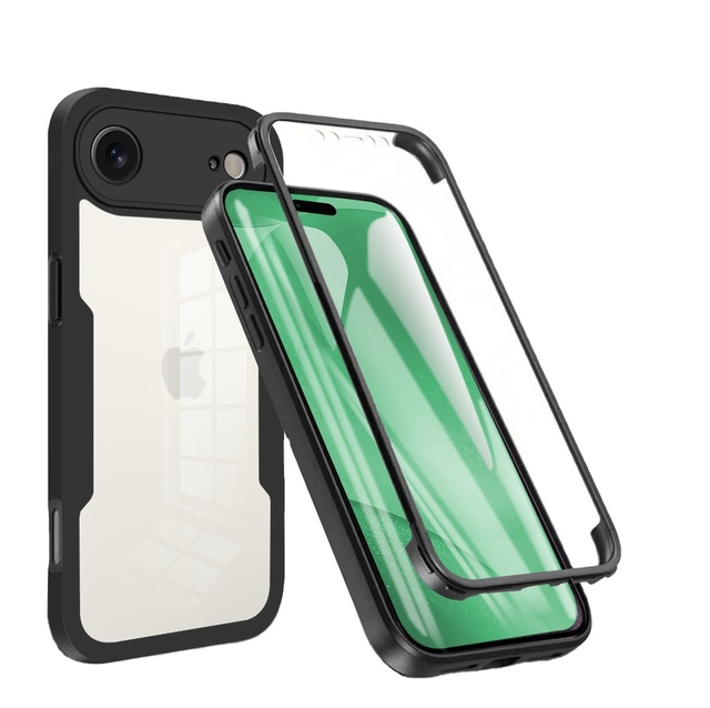 Full Body Transparent PC TPU Clear Phone Case for iPhone 17 16 15 14 13 Pro Max with Included Mobile Phone Holster