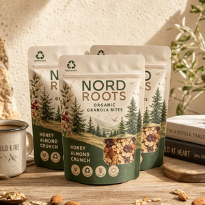 Custom Printed Recyclable Matte Finish With Window Resealable Zipper Stand Up Pouch For Oats <b>Nuts</b> Snack Powder Packaging Bag - Product Image 5