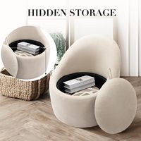 Chaise pivotante moderne à 360 ° avec rangement caché, petite chaise d'appoint ronde pivotante, chaise tonneau pour le salon