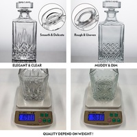 Decantador de Cristal Cuadrado Personalizado al por Mayor de 750 ml para Licor, Vodka, Whisky, con Tapón de Cristal para Whisky, Vino y Brandy