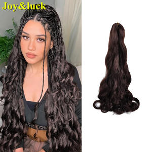 Extensiones de Cabello con <span class=keywords><strong>trenzas</strong></span> de onda larga, rizado Natural, marrón, 24 pulgadas, rizado francés, ondulado, sintético, <span class=keywords><strong>precio</strong></span> al por mayor - Product Image 1