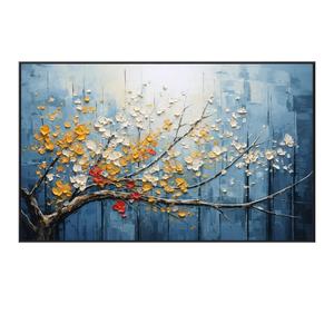 Pintura Abstracta Floral Texturizada Azul, Pintura al Óleo Hecha a Mano sobre Lienzo, Arte de Pared, Obra de Arte Grande, Decoración del Hogar, Arte Decorativo de Interiores - Product Image 2