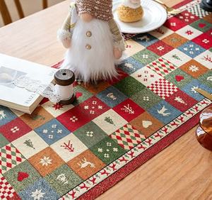 Chemin de table de Noël YINUAN, <span class=keywords><strong>tapisserie</strong></span> tissée, motif Père Noël, arbre, flocon de neige, décoration de table de fête - Product Image 2