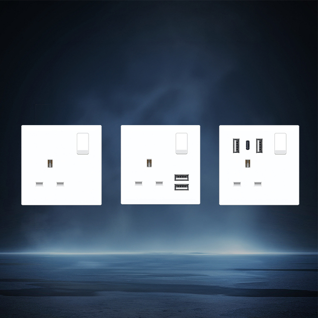 Electric Switches and Sockets 250V Single Pole Luxury IEC Standard 13A PC + Copper for Home Office Hotel Use