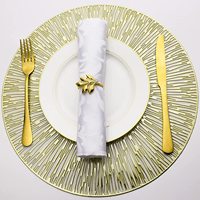 Sets de 6 dessous-de-plat ronds Tabletex or et argent pour table à manger, en plastique métallisé, antidérapants et lavables