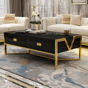 Giapponese Smart Caffè <span class=keywords><strong>Oro</strong></span> <span class=keywords><strong>Tavolo</strong></span> Mobili Gamba Bianco Nero di Vetro di Caffè Tavoli Con Cassetti - Product Image 4