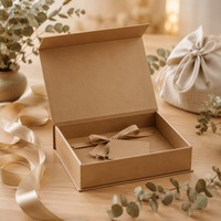 Boîte cadeau rigide en kraft magnétique à rabat, écologique, avec ruban personnalisé et nœud, finition mate, pour cadeaux, vente en gros et au détail