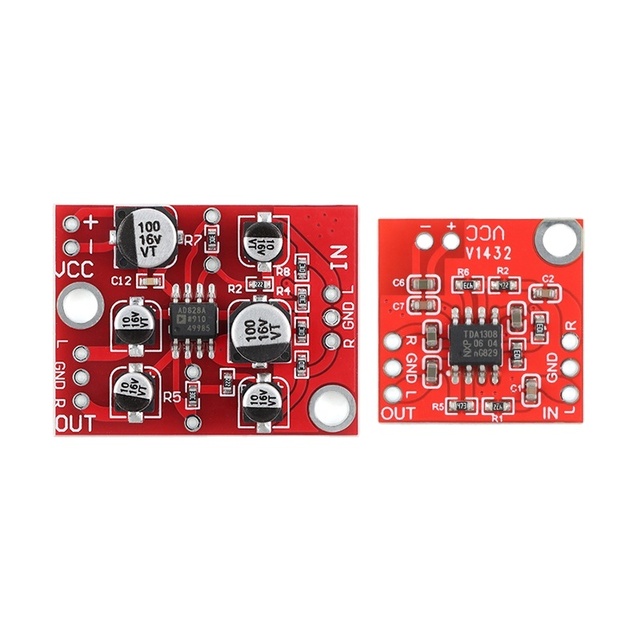 XINLIWEI DC 5V-15V AD828 Stereo Preamp Power Amplifier Board Preamplifier Module TDA1308 3V-6V Headphone Amp Radio Microphone